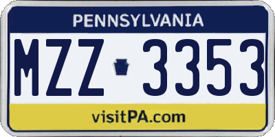PA license plate MZZ3353