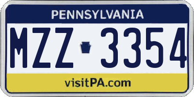 PA license plate MZZ3354