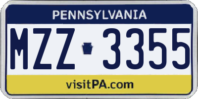 PA license plate MZZ3355