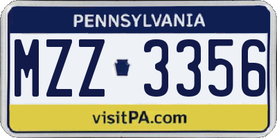 PA license plate MZZ3356