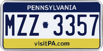 PA license plate MZZ3357