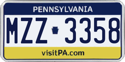 PA license plate MZZ3358