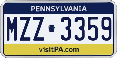 PA license plate MZZ3359