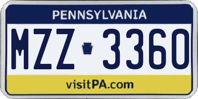 PA license plate MZZ3360