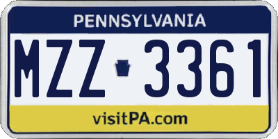 PA license plate MZZ3361