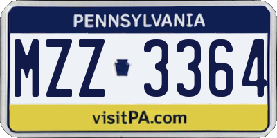 PA license plate MZZ3364