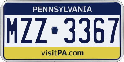 PA license plate MZZ3367