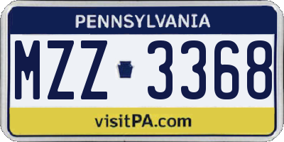 PA license plate MZZ3368