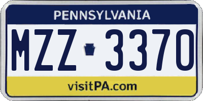 PA license plate MZZ3370