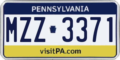 PA license plate MZZ3371