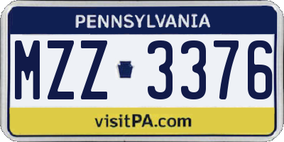 PA license plate MZZ3376