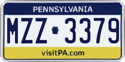 PA license plate MZZ3379
