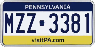 PA license plate MZZ3381
