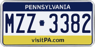 PA license plate MZZ3382