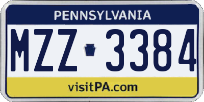 PA license plate MZZ3384