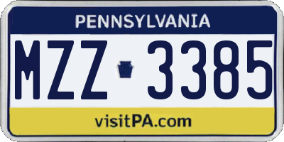 PA license plate MZZ3385