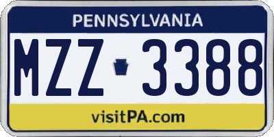 PA license plate MZZ3388