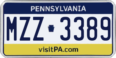 PA license plate MZZ3389