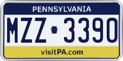 PA license plate MZZ3390