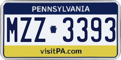 PA license plate MZZ3393