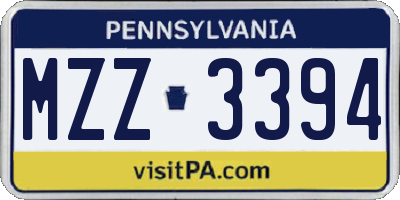 PA license plate MZZ3394