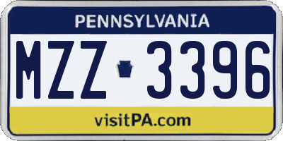PA license plate MZZ3396