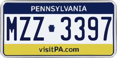 PA license plate MZZ3397