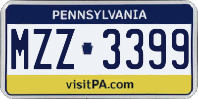 PA license plate MZZ3399