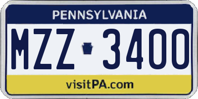 PA license plate MZZ3400
