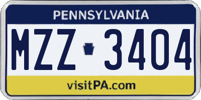 PA license plate MZZ3404