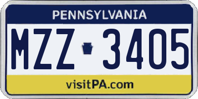PA license plate MZZ3405
