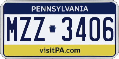 PA license plate MZZ3406