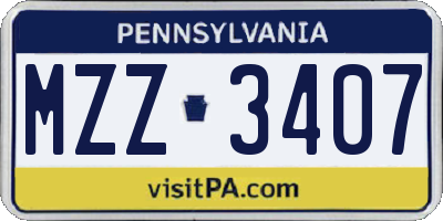 PA license plate MZZ3407