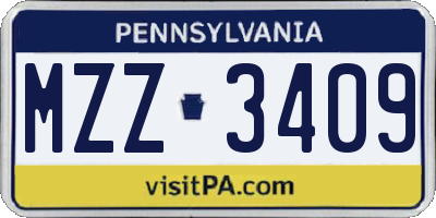 PA license plate MZZ3409