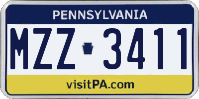 PA license plate MZZ3411