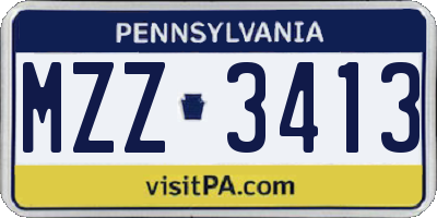 PA license plate MZZ3413