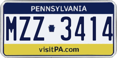PA license plate MZZ3414