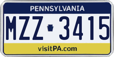 PA license plate MZZ3415