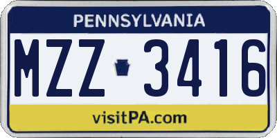 PA license plate MZZ3416