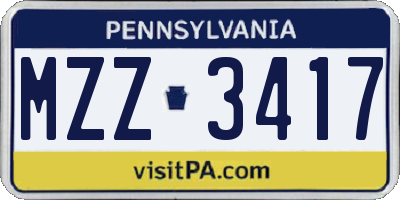 PA license plate MZZ3417
