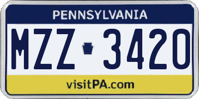 PA license plate MZZ3420