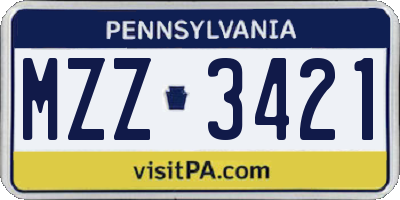 PA license plate MZZ3421