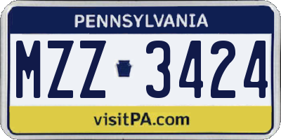 PA license plate MZZ3424