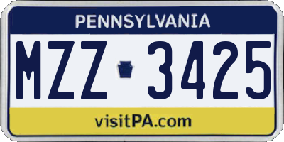 PA license plate MZZ3425