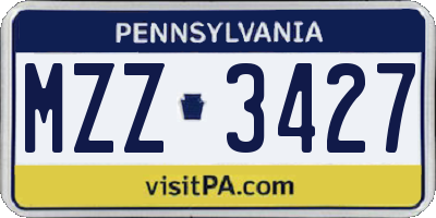 PA license plate MZZ3427