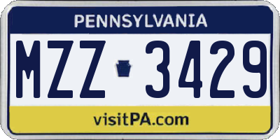 PA license plate MZZ3429