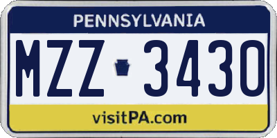 PA license plate MZZ3430