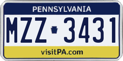 PA license plate MZZ3431