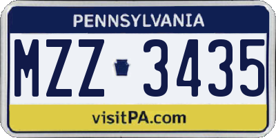 PA license plate MZZ3435