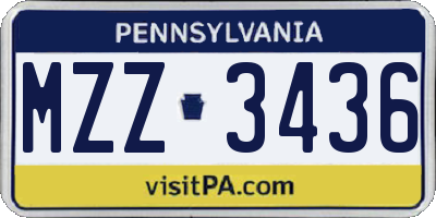 PA license plate MZZ3436